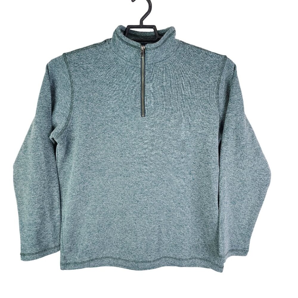 Mens Heathered Green Gap Pullover Sweater 1/4 Zip Long Sleeve Mock Neck Size L